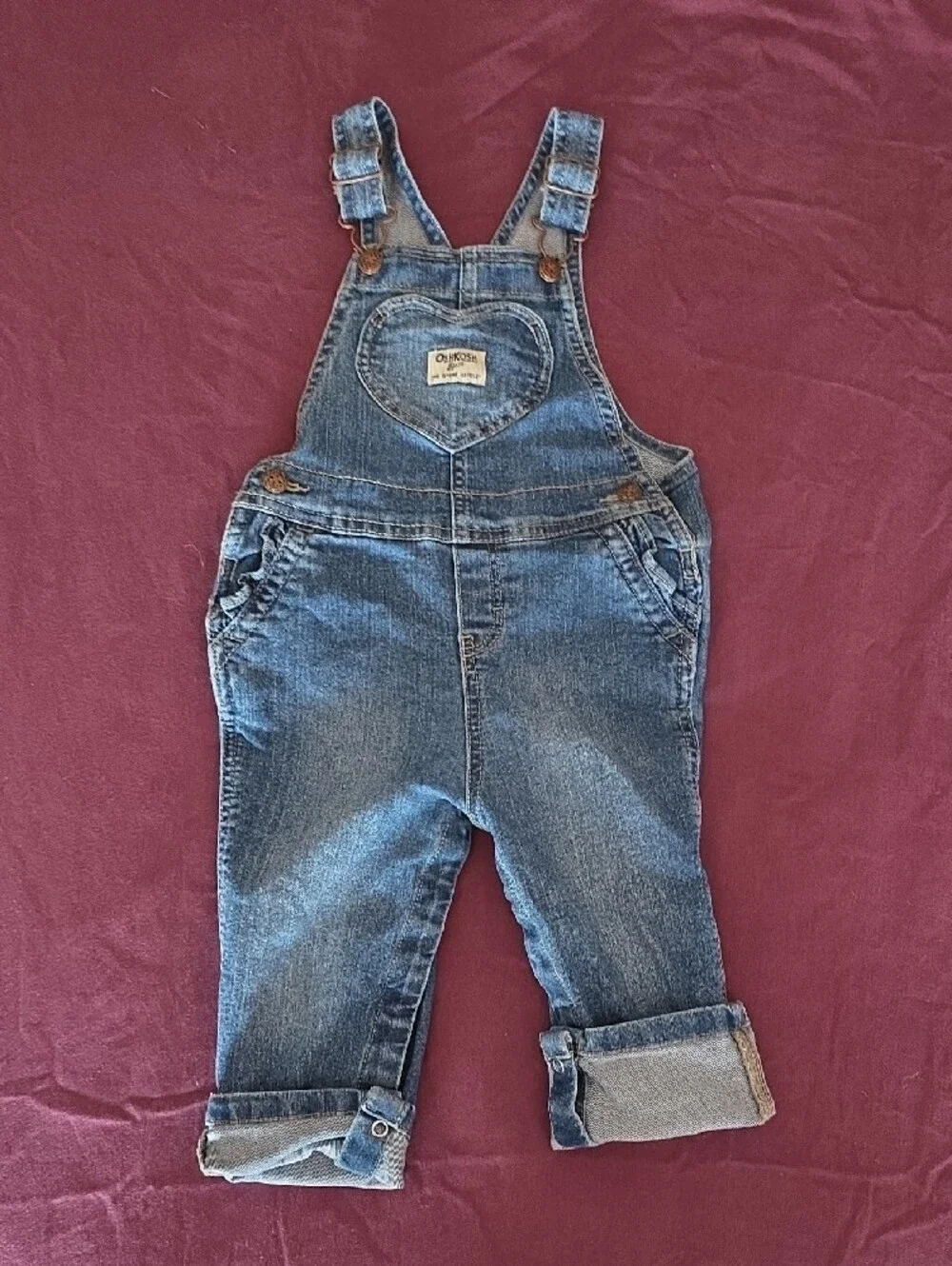 OshKosh B'gosh Pink Long Sleeve Tee with Denim Overalls